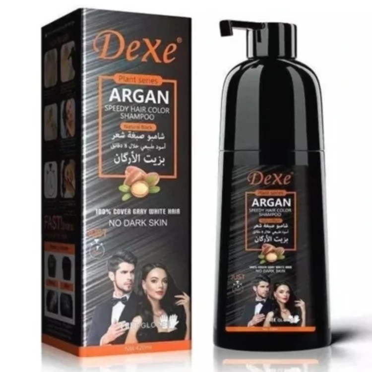 شامپو رنگ مو سیاهی طبیعی در 8 دقیقه با روغن آرگان مراکش برند دکسی DEXE