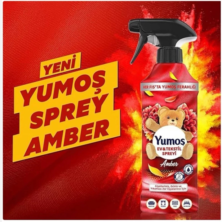 اسپری خوشبو کننده هوا و لباس یوموش قرمز Amber رایحه گل کهربا 450 میل