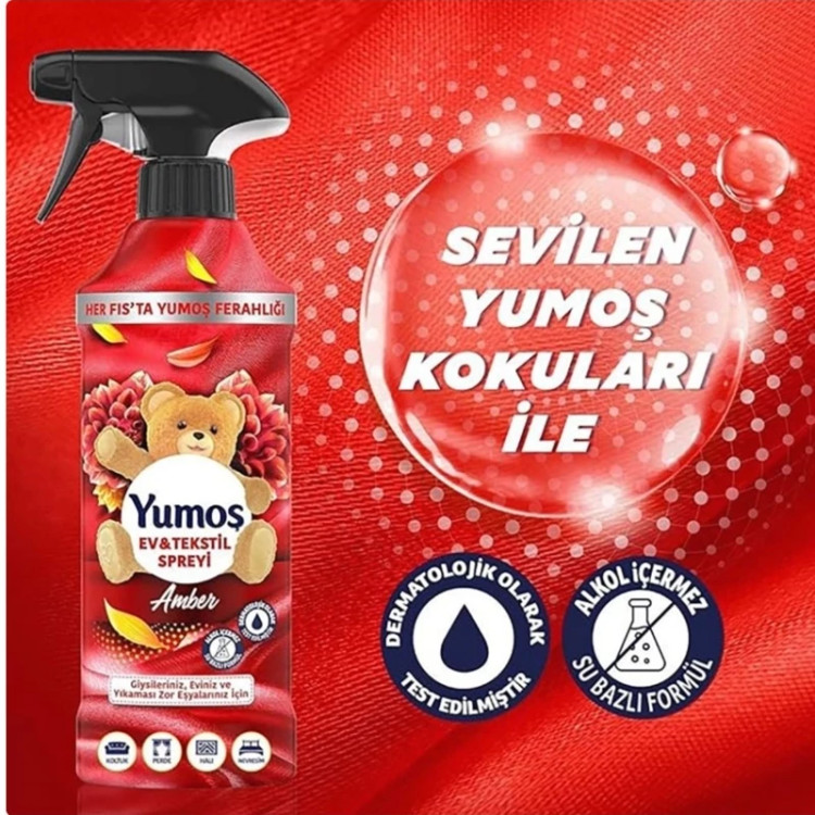 اسپری خوشبو کننده هوا و لباس یوموش قرمز Amber رایحه گل کهربا 450 میل