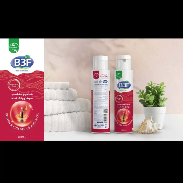 شامپو بدون سولفات مناسب مو های رنگ شده B3F حجم 350 میلی لیتر