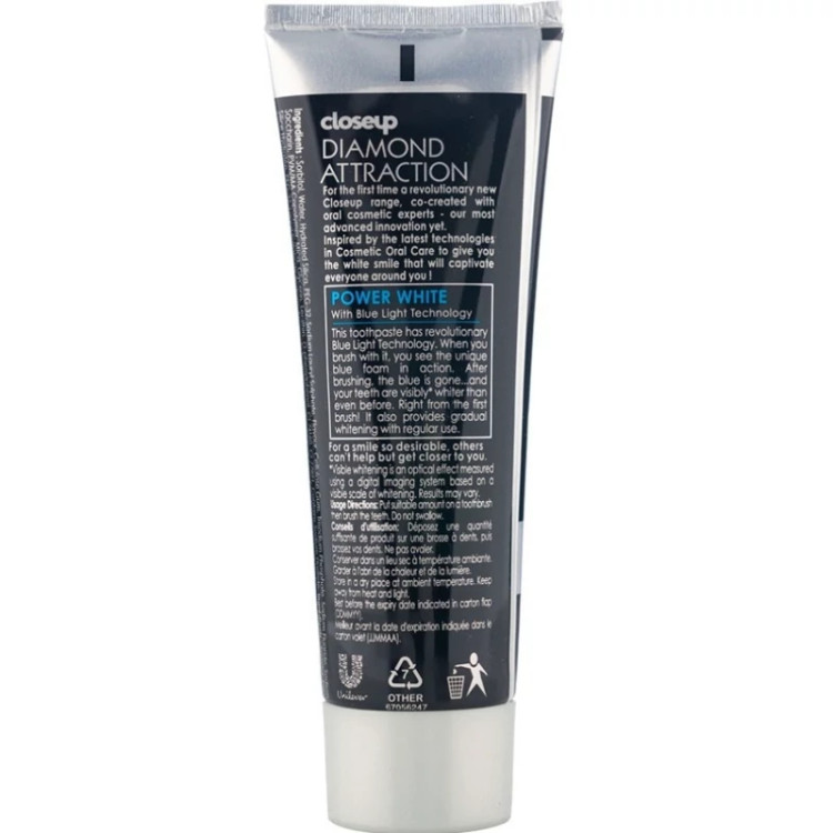 خمیر دندان ژلی سفیدکننده کلوز آپ مدل diamond attention حجم100 گرم Close up whitening gel toothpaste diamond attention m